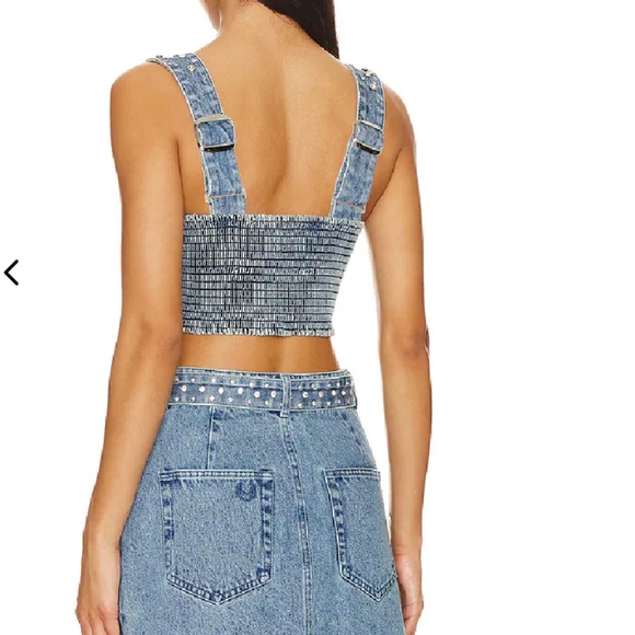 Show Me Your Mumu Shania Denim and Rhinestone Top - Picture 2 of 4